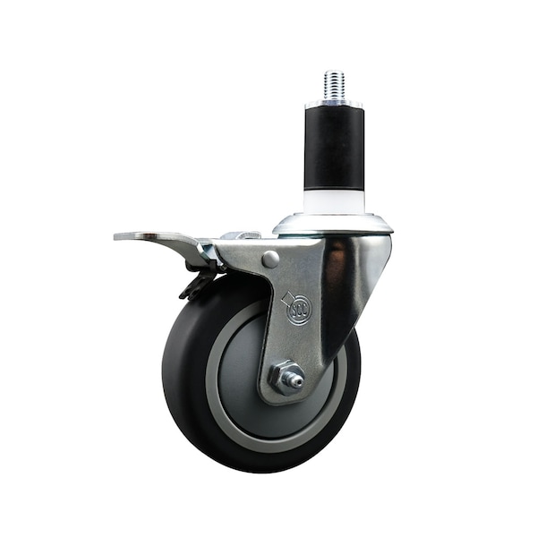 4'' Thermoplastic Rubber Swivel 1-1/2'' Expanding Stem Caster Total Lock Brake